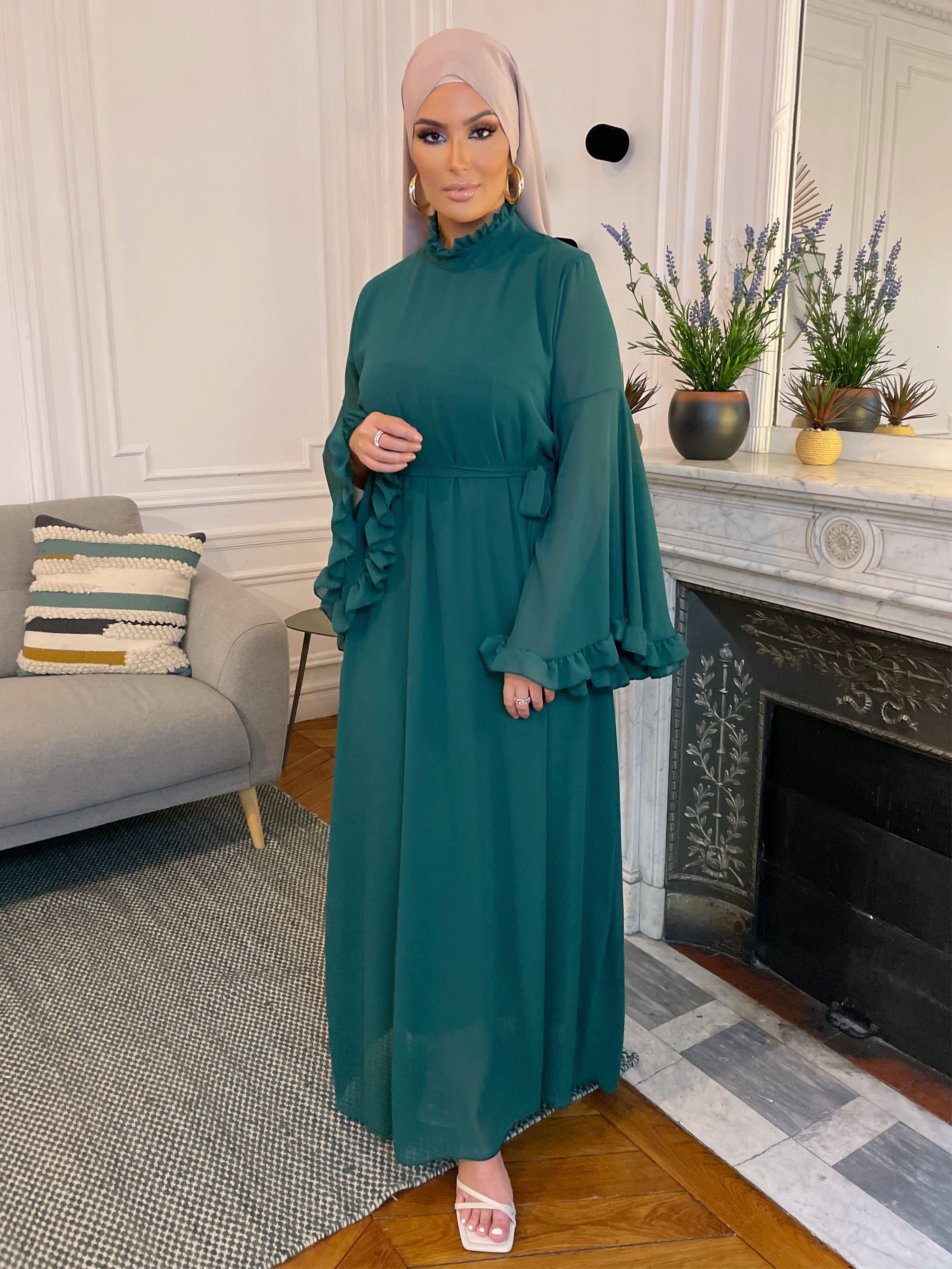 Robe Bustier Robe Manche Bouffante Transparente ROBE LONGUE À